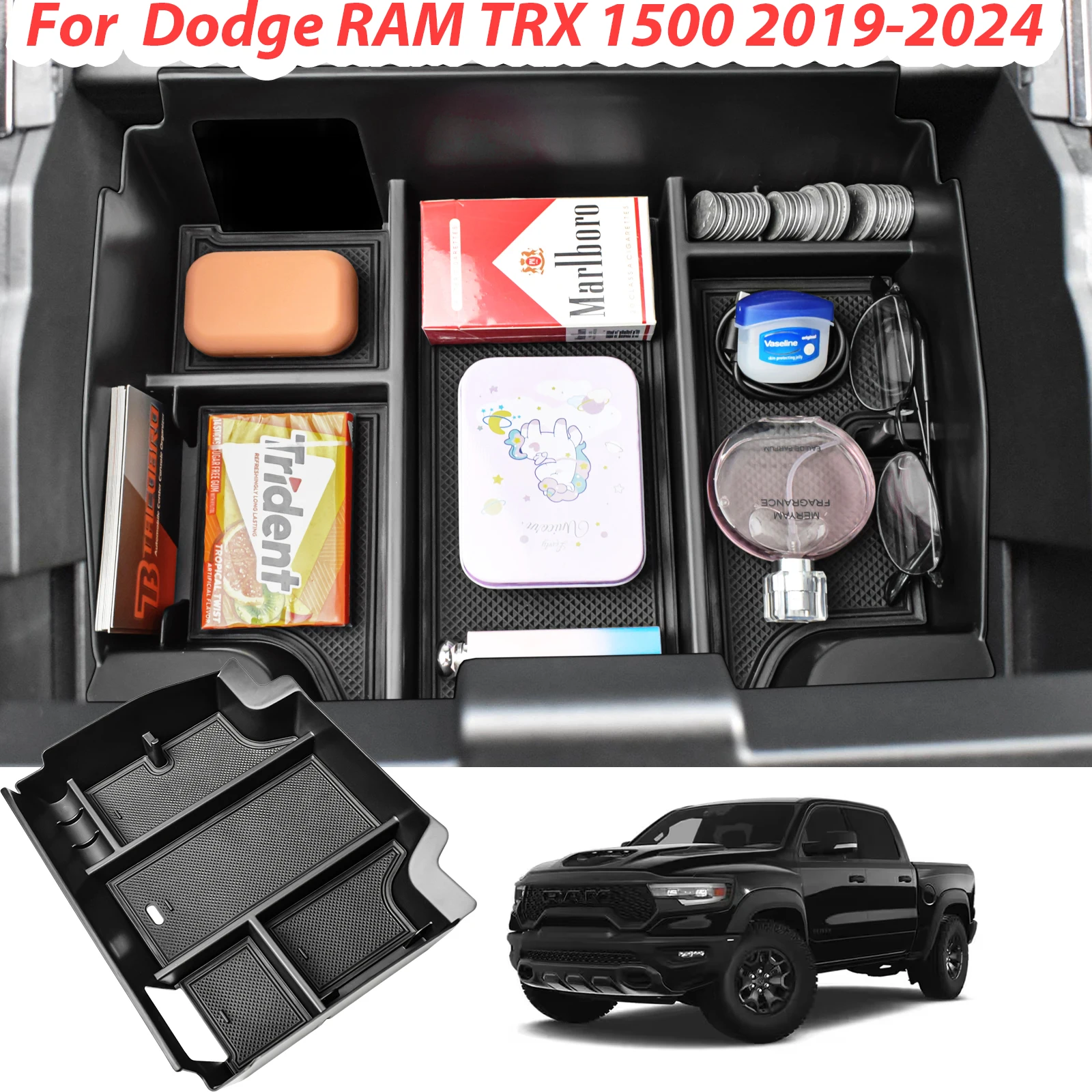 

Center Console Organizer Tray For Dodge RAM TRX 1500 2019-2024 Armrest Storage Box ABS Accessories Center Console Glove Car Box