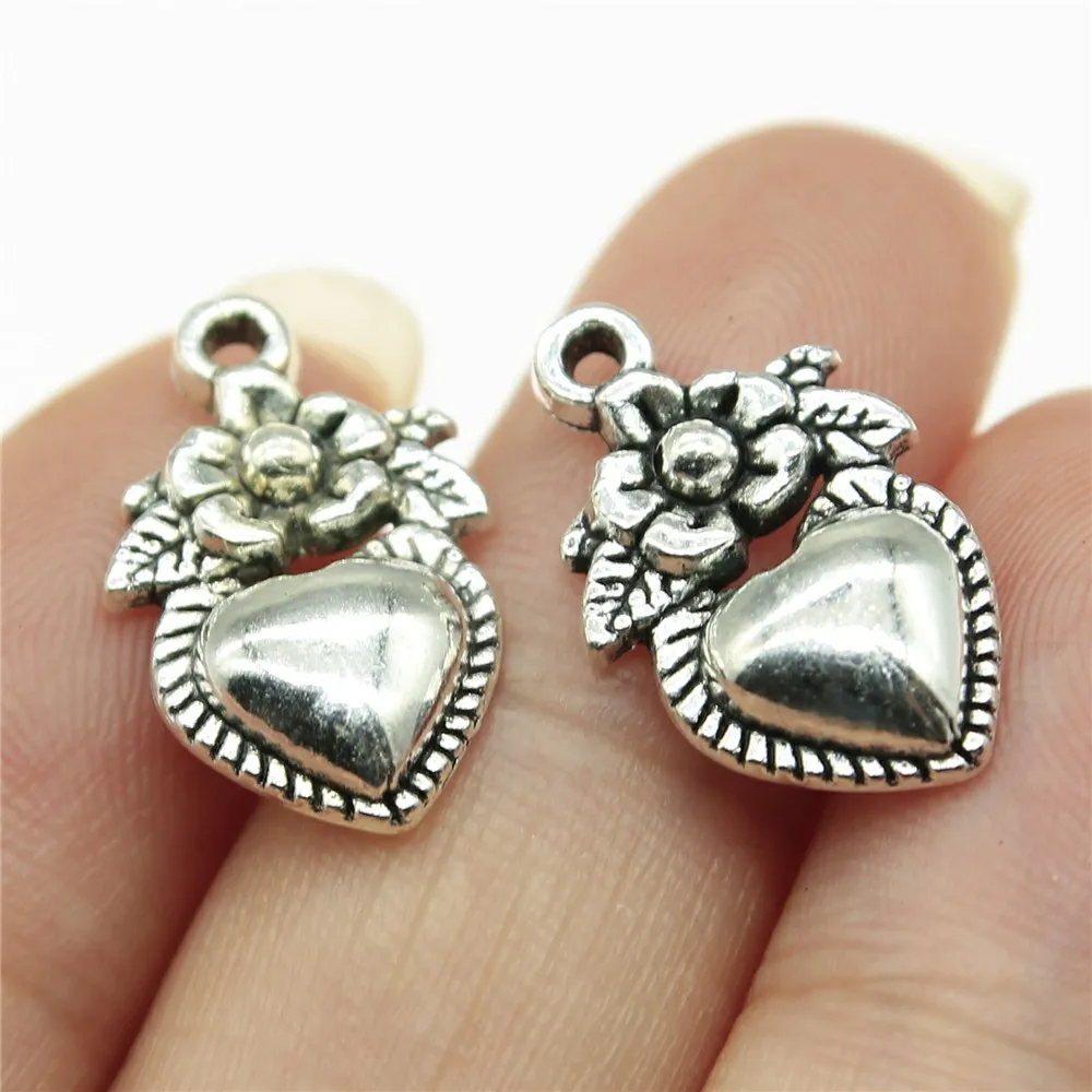 

Wholesale 200pcs/bag 18x12mm Heart Flower Pendant Charm Jewelry Accessories DIY Jewelry Findings