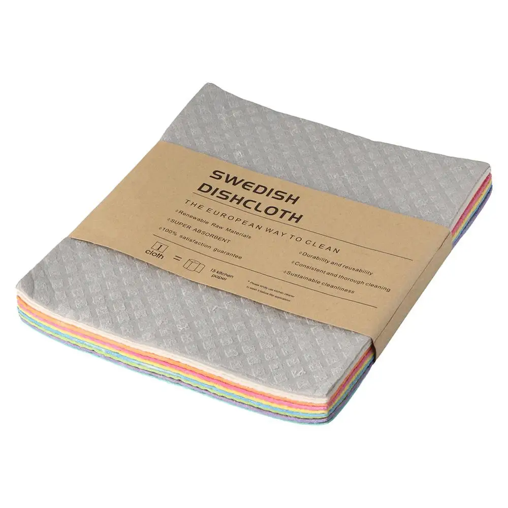 

10 шт., гибкая многоразовая целлюлозная губка, красочные квадратные шведские салфетки для мытья посуды, прочные кухонные салфетки для кухни