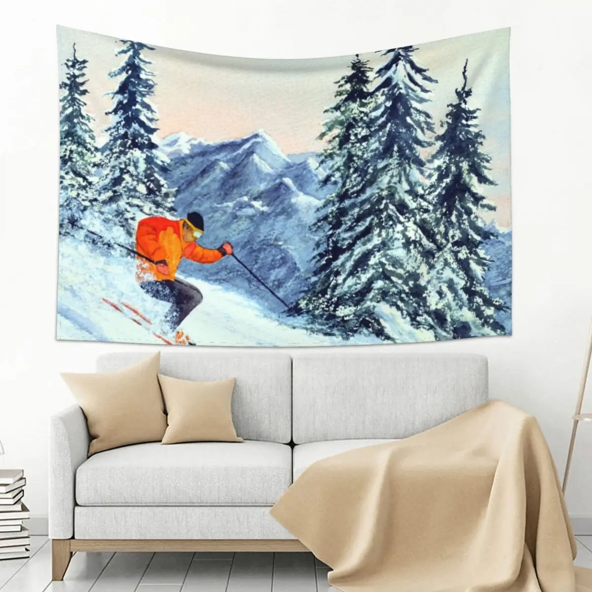 

LIVE TO SKI TO LIVE Tapestry Decoration For Home Funny House Decoration Wallpaper Tapestry