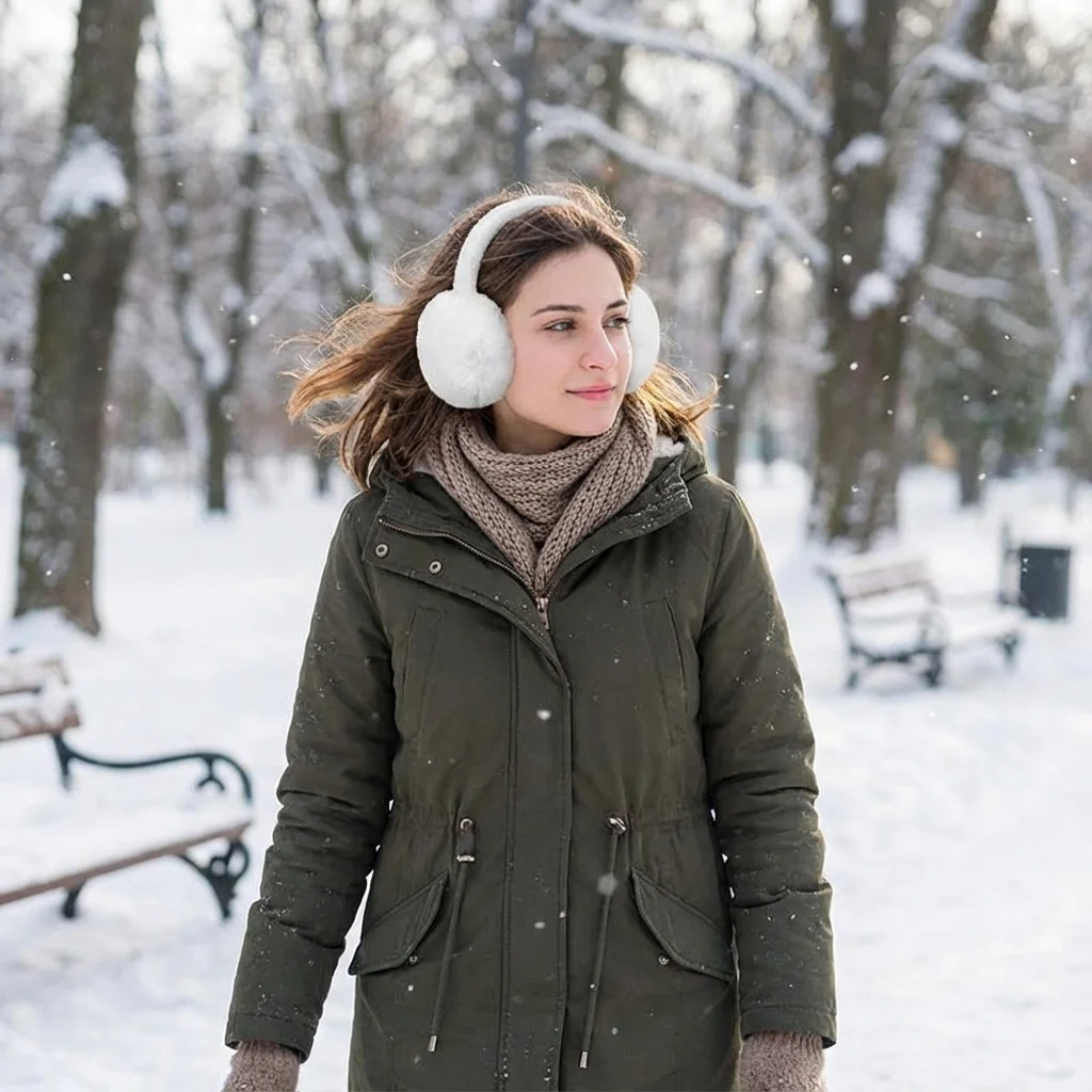 Winter Warm Soft Essential! Plush Foldable Earmuffs Soft Skin-Friendly Foldable Portable Cold Protection Must-Have