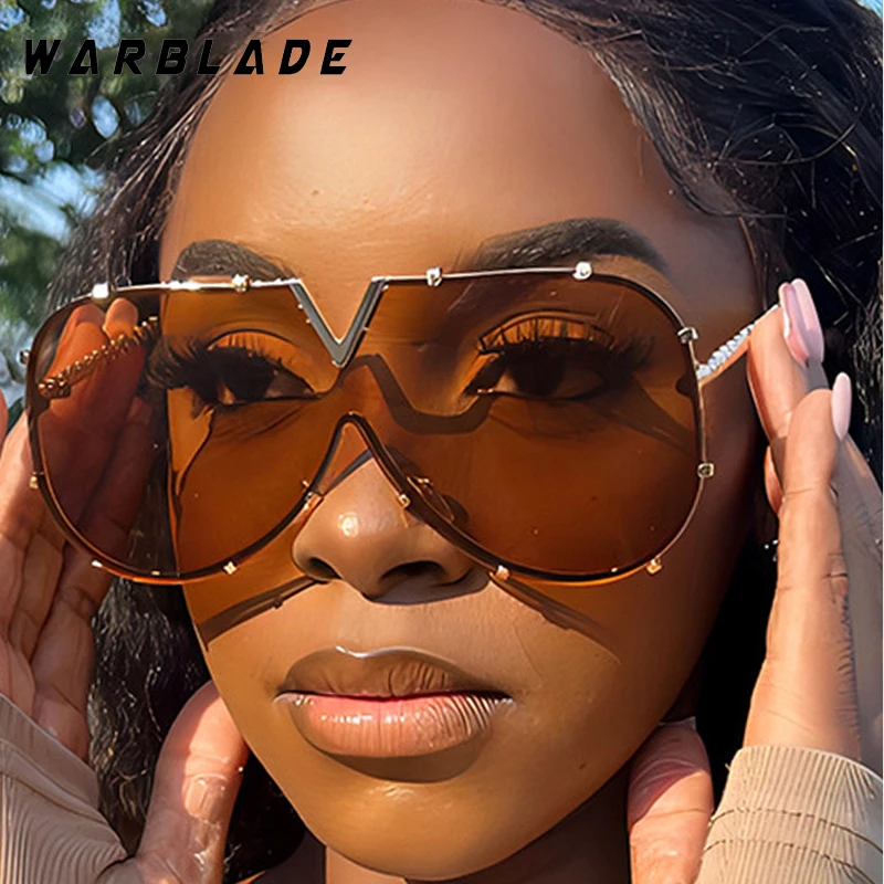 

Metal Oversized Pilot One - Piece Outdoor Sunglass Fashion Designer Women Men Sunglasses Driving Cycling Windproof Goggles UV400