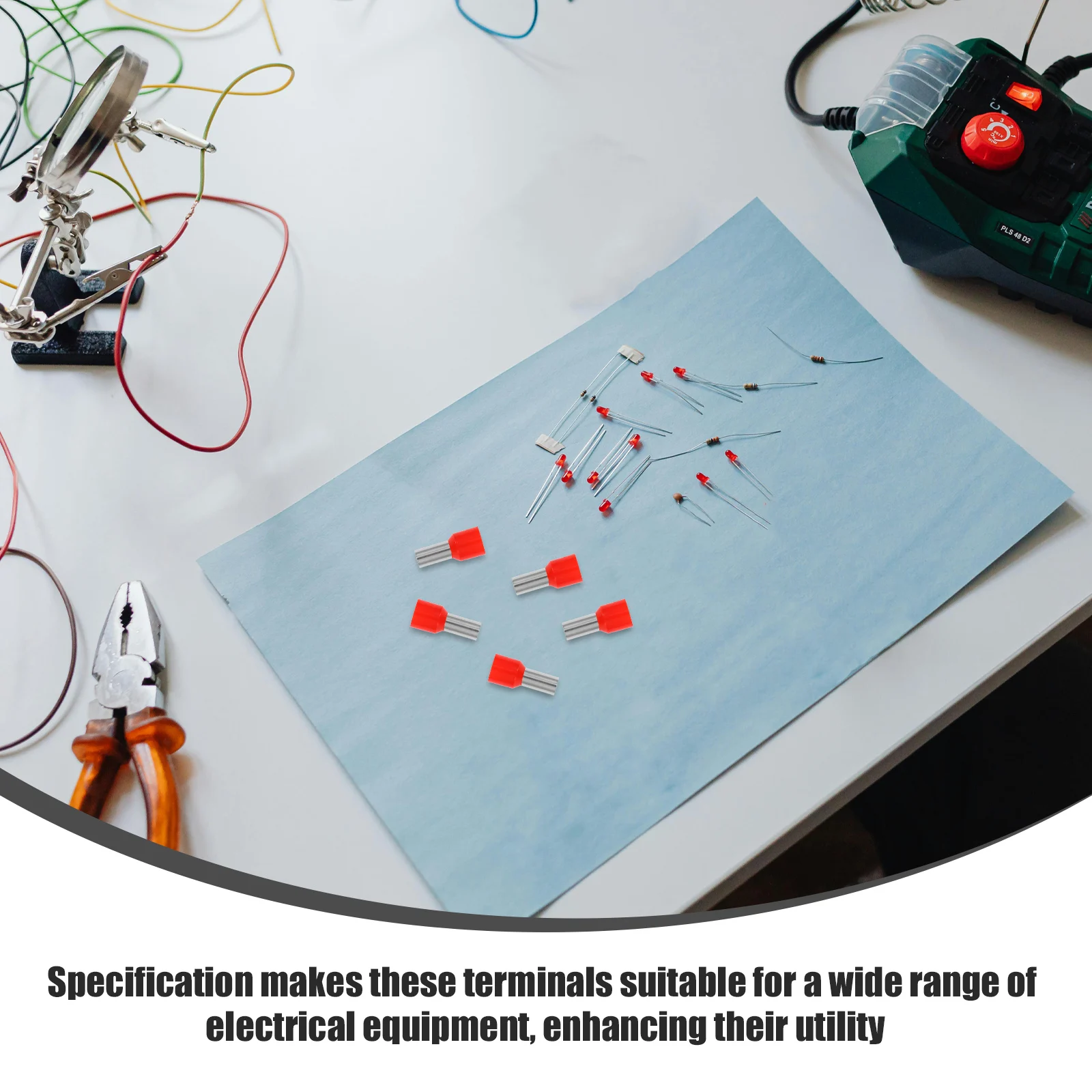 

100pcs Crimp Connectors Ring Terminals T-Tap Wire Ferrule Kit Electrical Terminal Assortment Terminal Blocks Crimp Connectors