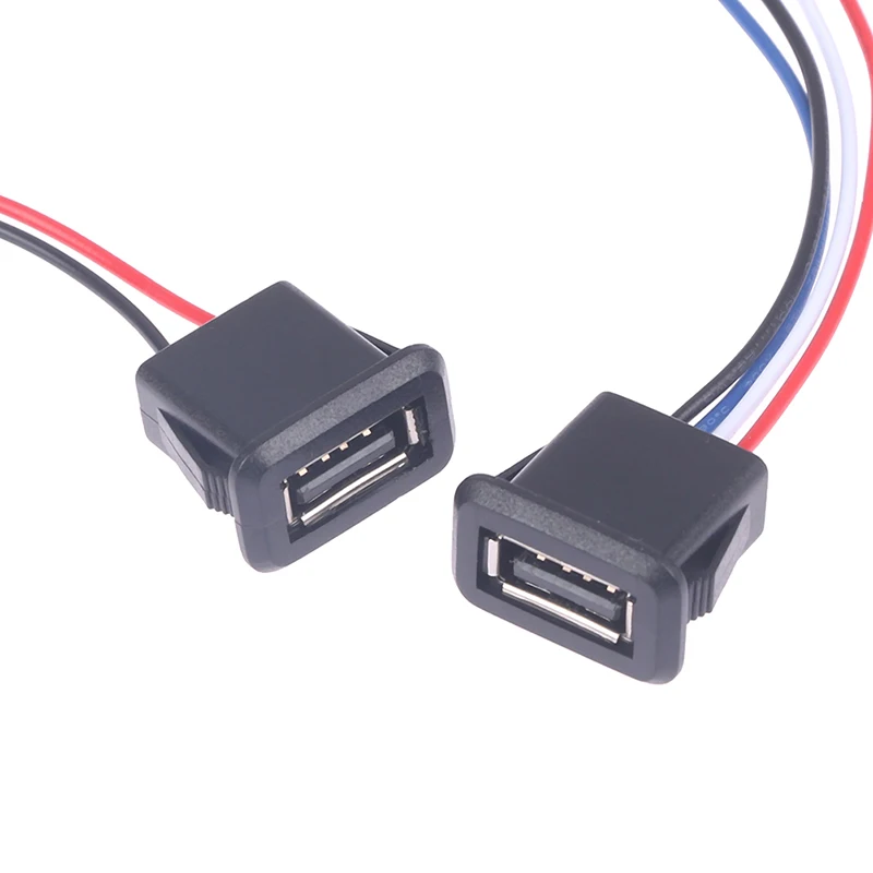 1Pcs USB 2.0 Female Power Jack USB2.0 Charging Port Connector With Cable USB Charger Socket Wholesale