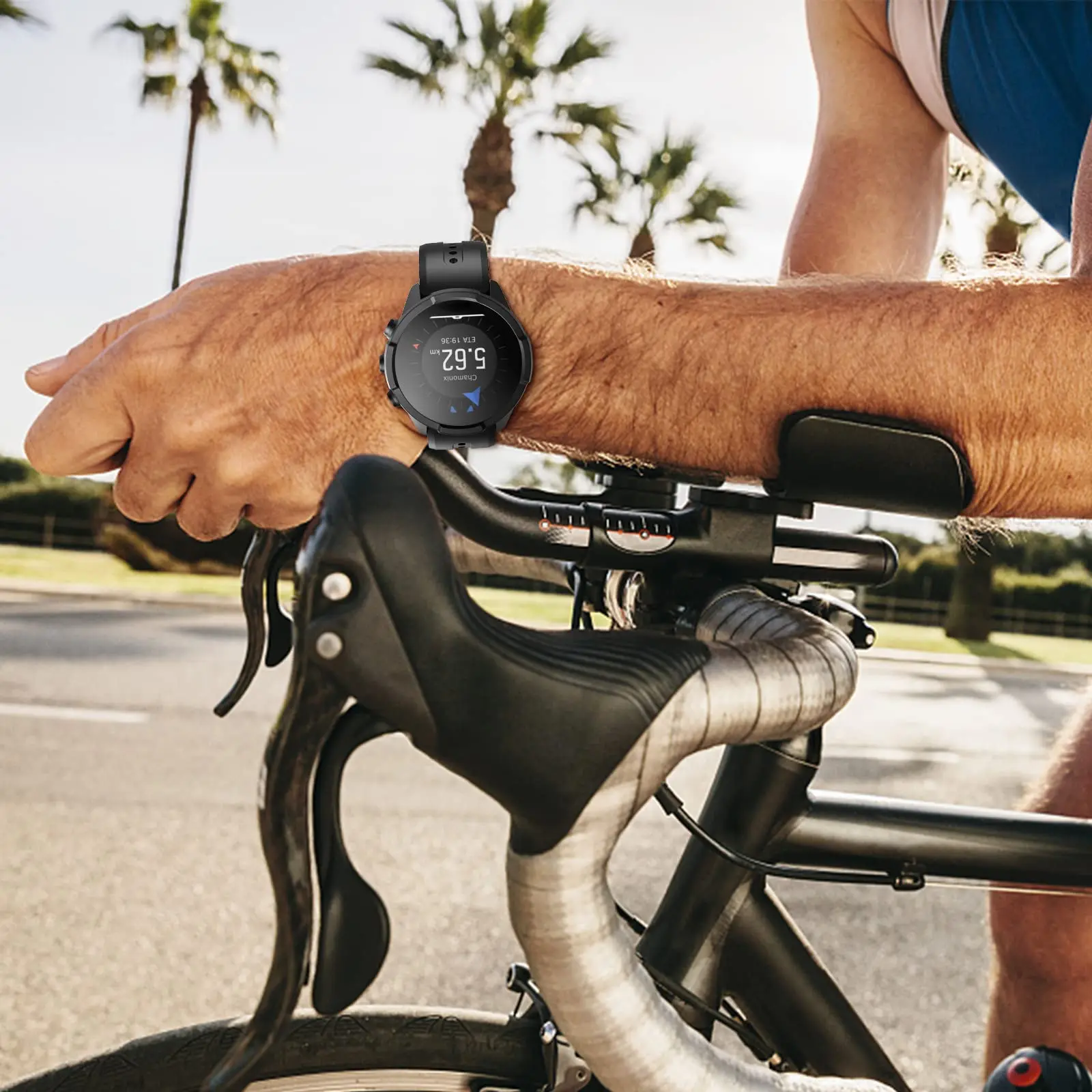 حزام ساعة 24 ملم لـ Suunto 9/9 Baro/Suunto 7، سوار بديل من السيليكون الرياضي للمعصم الرياضي Suunto Spartan HR/Baro