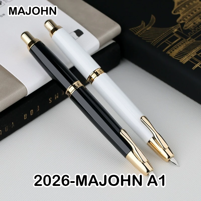 MAJOHN A1 Colorful Press Metal Fountain Pen Retractable With Gold/Black Clip Office School Supplies PK JINHAO 10 20 A2 A3