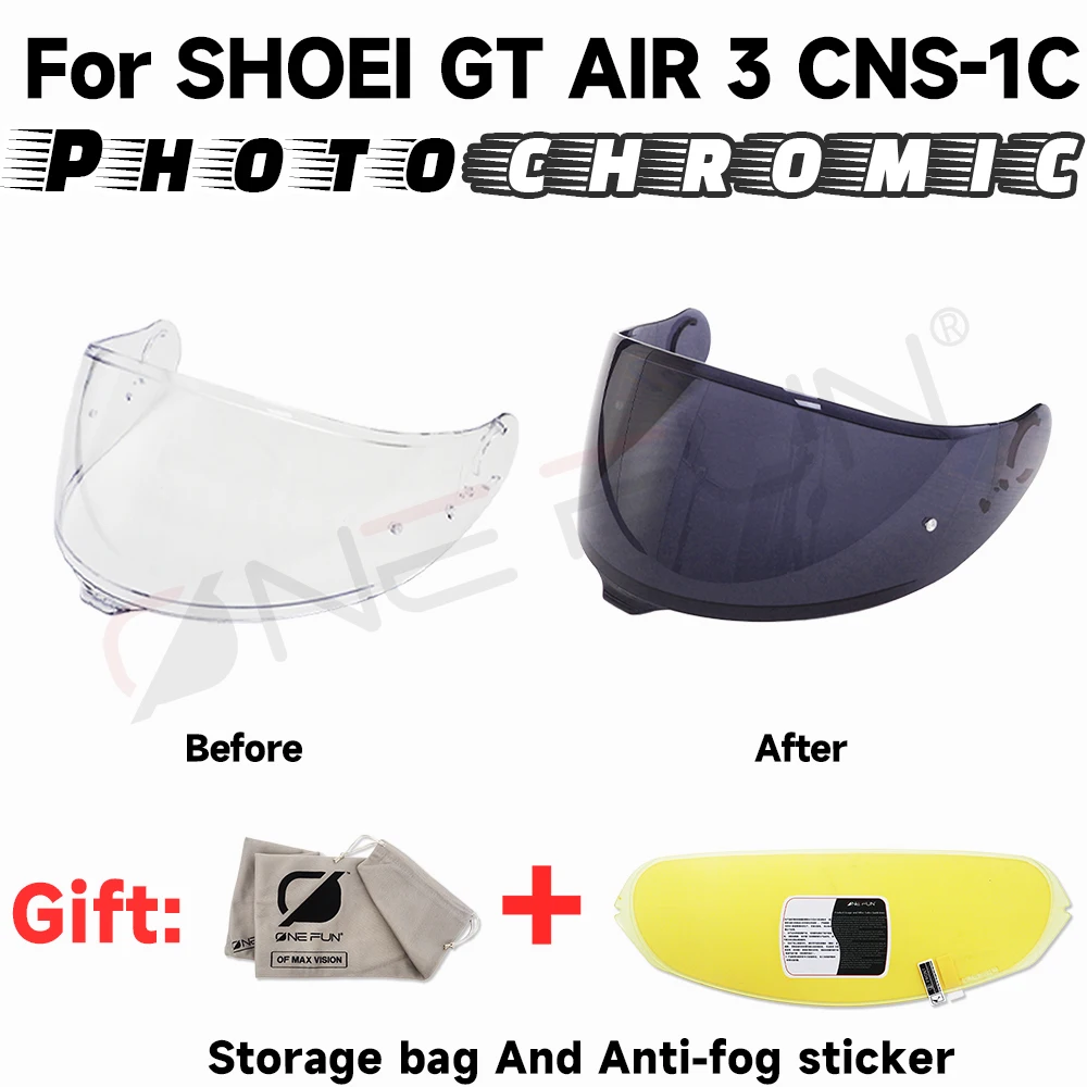 

Photochromic Helmet visor Replacement Compatible with SHOEI GT AIR 3 CNS-1C Scratch-resistant,Uv-Protected,Quick installation