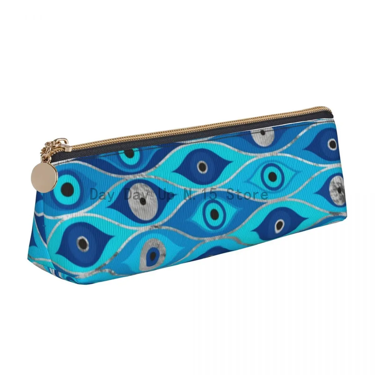 

Matiasma Evil Eye Triangle Pencil Case Greek Mati Mataki Fashion Zipper Pencil Box For Teens Back to School Leather Pen Bags