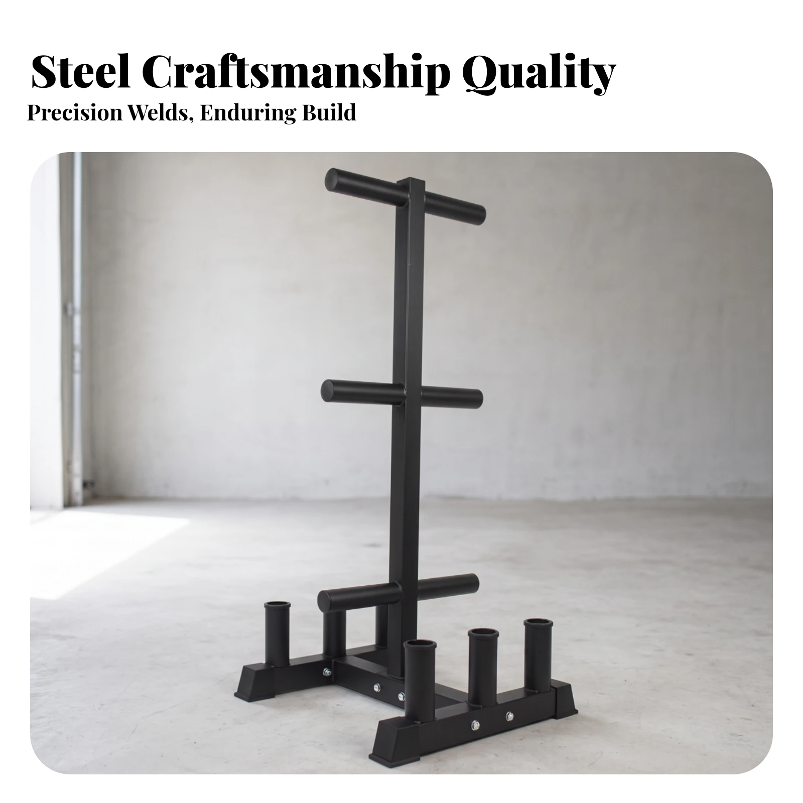 Weight Storage Rack with Barbell Holders Vertical Plate Rack with Barbell Holders Organizer Compact Stable for Home Gym Owners