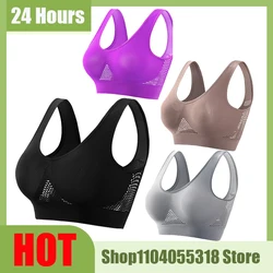 Seamless Mesh Women Sports Bras Fitness Gym Running Underwear Shockproof Bra Wireless Plus Size Crop Top Breathable Yoga Bra