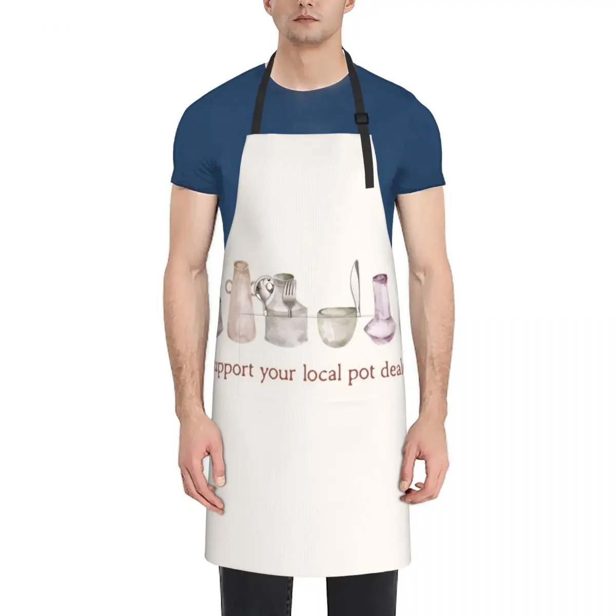 Watercolour Pottery Support Your Local Pot Dealer, Ceramics Motto, Throwing Pots, Clay Art Apron Barista Apron