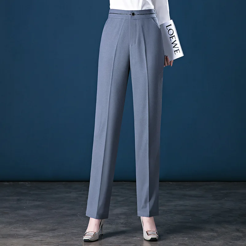 Women's Formal Suit Pants Comfortable Stretch Elastic Waist Straight Pants with Pocket Work Pants  Y2k Pants（M-6XL)