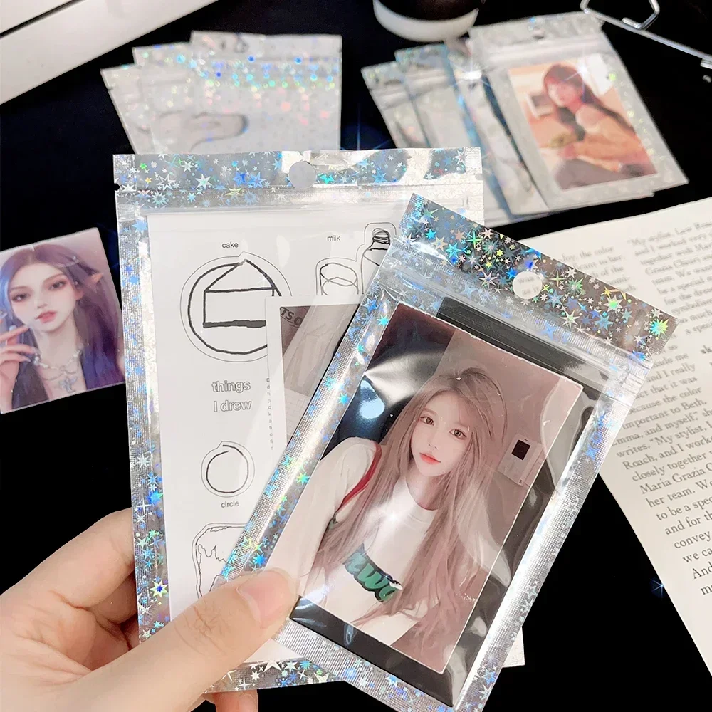 50/30/10Pcs Shining Star Kpop Photocard Storage Holder Pouch Waterproof Zipper Bag Bling Card Sleeve Idol Photo Cards Protector image 5