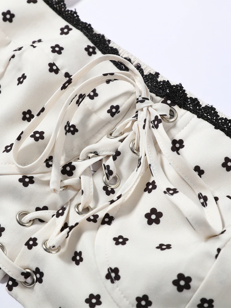 Langärmlige, kurz geschnittene Oberteile mit Polka Dots, lange Röcke, Anzüge für Damen, sexy, geteilte Spitzenoberteile, A-Linien-Röcke, Sets, schicke Damen-Partykleidung, neu – Detail 6
