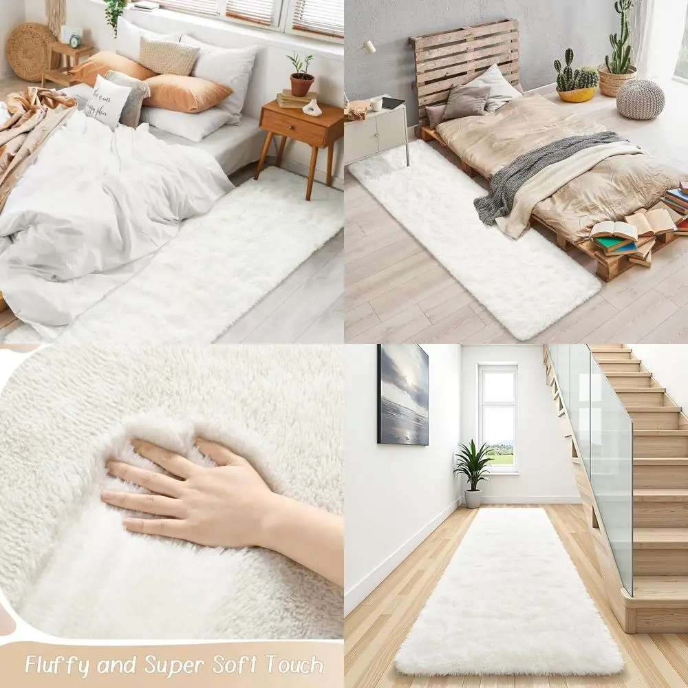 

Soft Runner Rugs for Bedroom, Washable Runners for Hallway, Kitchen, and Dorm, Plush Throw Rug for Kids and Girls Room Decor, Cr