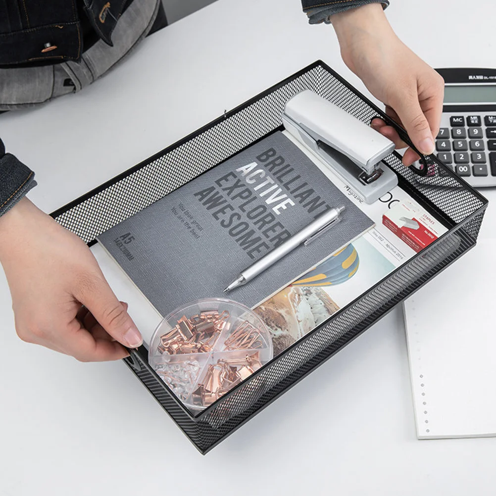 1 st Metalen Bestand Zwart Premium Ijzer Desktop Creatieve Lade Opbergdoos Voor Office Home Briefpapier Organisator Opbergvak