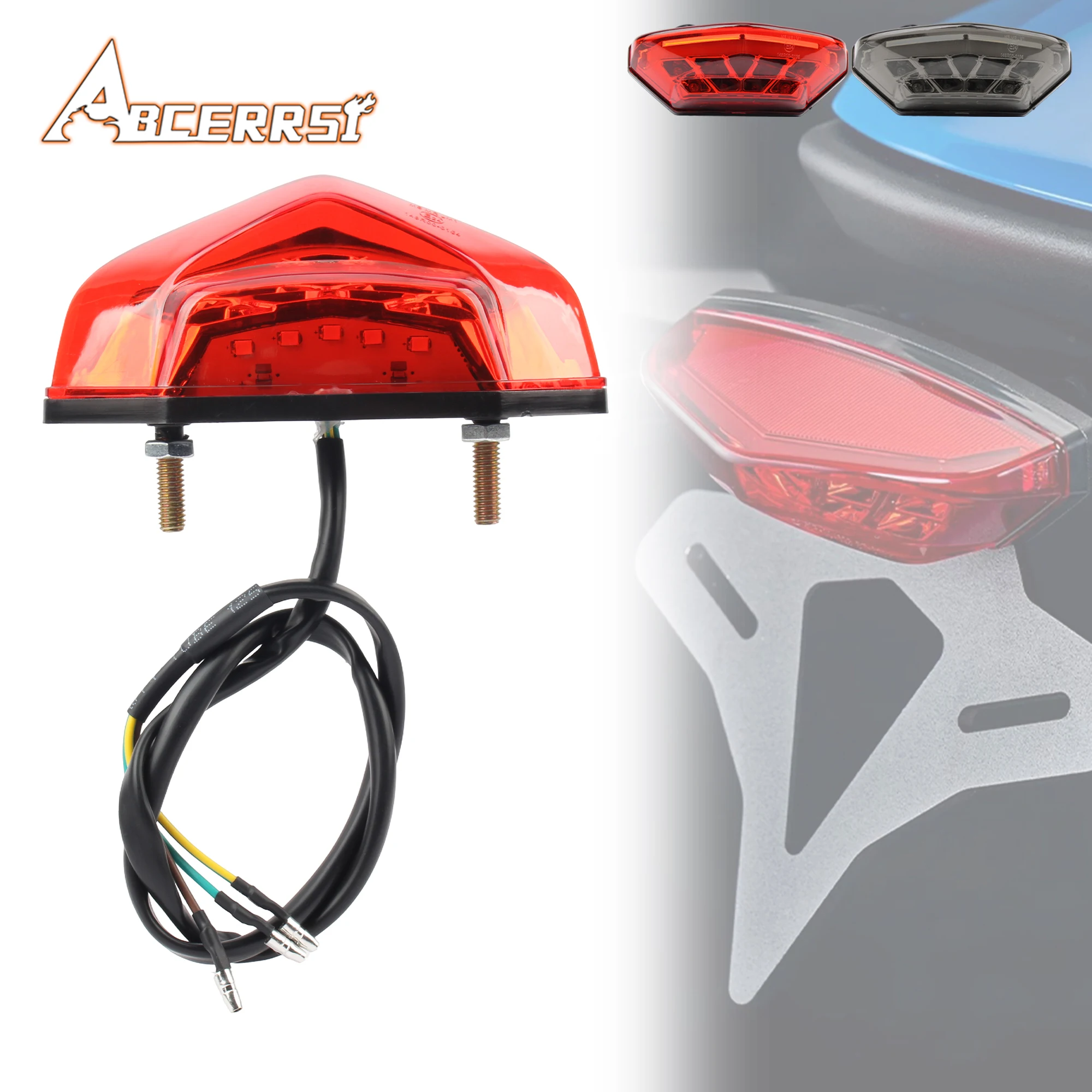 

Motorcycle 3 Wires 12V LED Taillight License Plate Lamp Brake Light Universal Motorbike Supermoto Scooter SignalLight ATV Parts