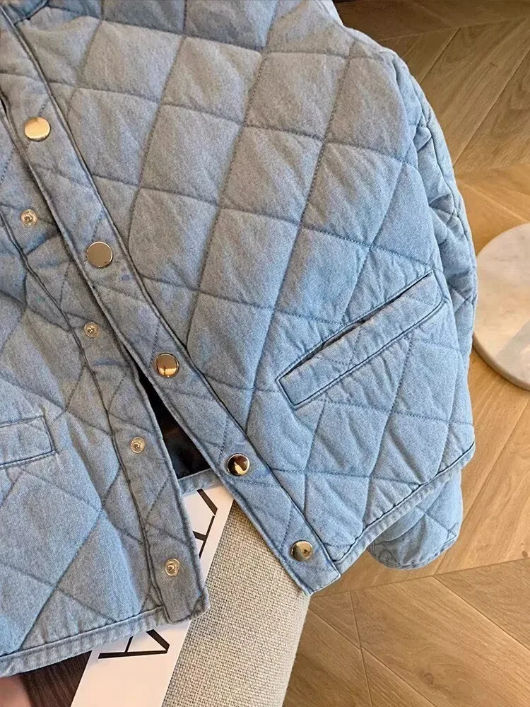 เสื้อคลุมคาร์ดิแกนผ้าฝ้ายสไตล์เกาหลี คอกลม ลายกอร์กิ้ง อุ่นสบาย แฟชั่นฤดูใบไม้ร่วง ฤดูหนาว สไตล์ญี่ปุ่นหวานๆ เสื้อโค้ทแบบเย็บติดกัน