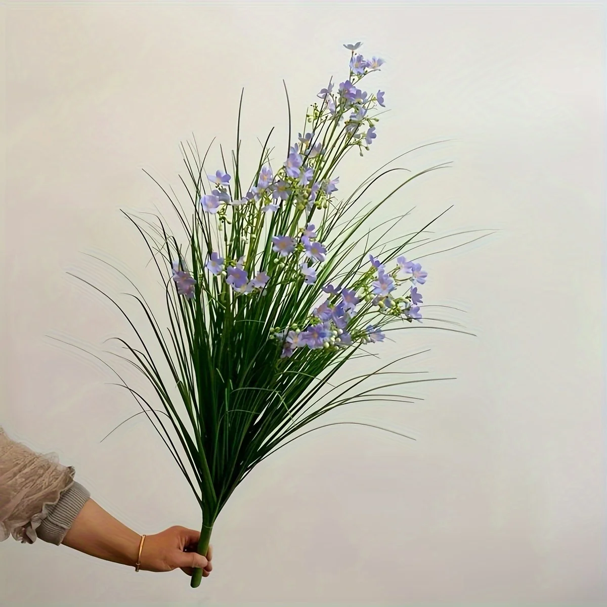 

1 шт., 39,37 дюйма, богемная искусственная пампасная трава - искусственная трость с синими и белыми цветами, напольный домашний декор для свадьбы