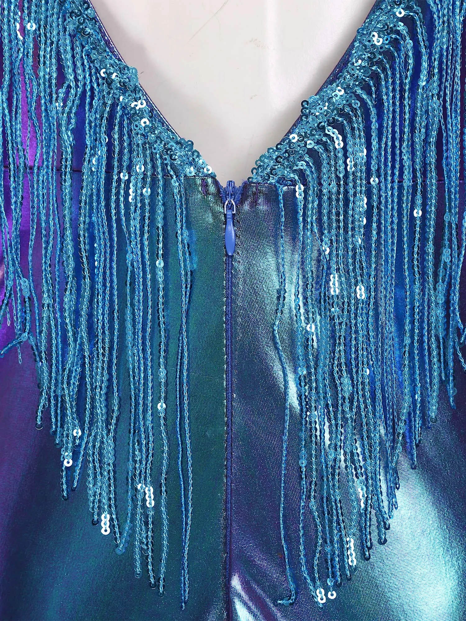 Costume Hippie d'halloween brillant pour femmes, manches longues, paillettes, glands, tenue Disco, bal des années 70 et 80, combinaison évasée, Costumes de fête