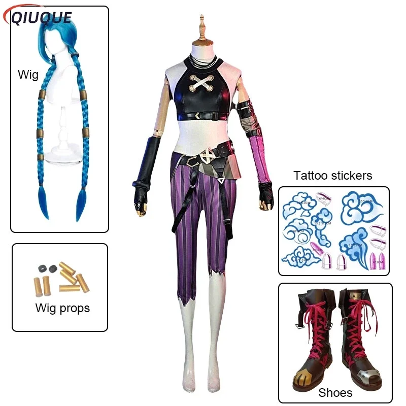 

CosplayHot New Anime Arcane Crit Loli Jinx Cosplay Costume Wig Shoes Tattoo Stickers Game Loose Cannon Cosplay Women Sexy Outfi