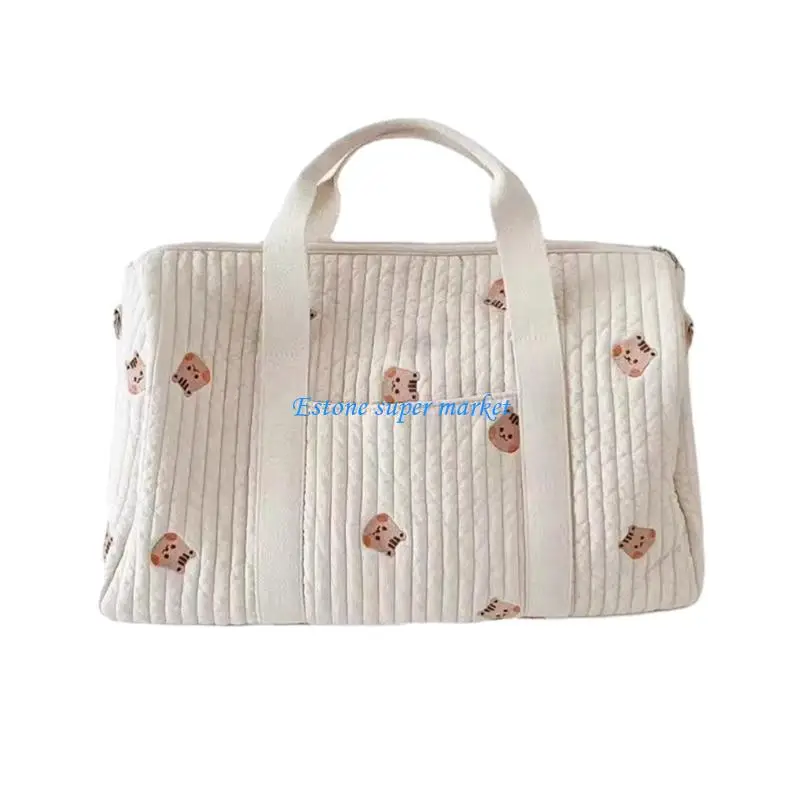 

090B Portable Maternity Bag Newborn Mommy Handbag Embroidery Quilted Diaper