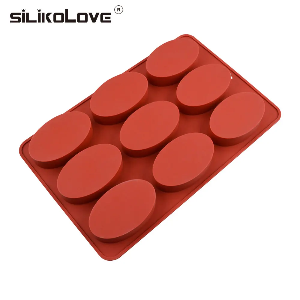 SILIKOLOVE 9 Cavity Oval Soap Mold Silicone Soap Molds For DIY Soap Making