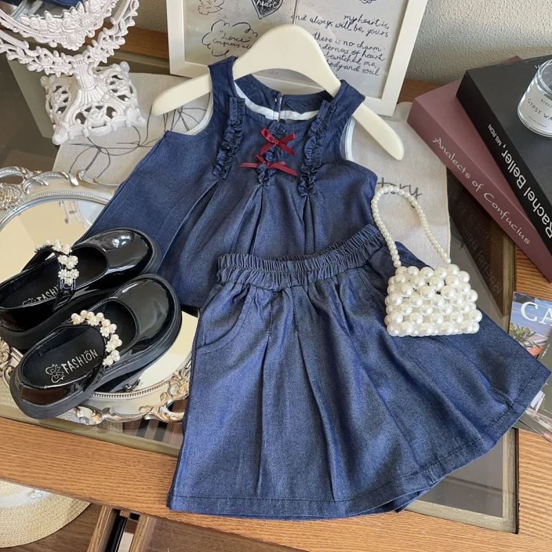 

Children's Outfit New Summer Korean Style Girls' Fashion Sleeveless Vest Casual Pants Two-Piece Set Baby Clothing