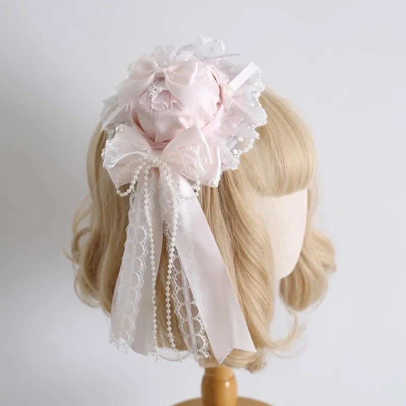 Original handgemachte rosa Schicksal Band Schleife kleine Hut Weihnachten Cosplay Stirnband KC Haarband bnt Motorhaube süße Mädchen Hand Ärmel