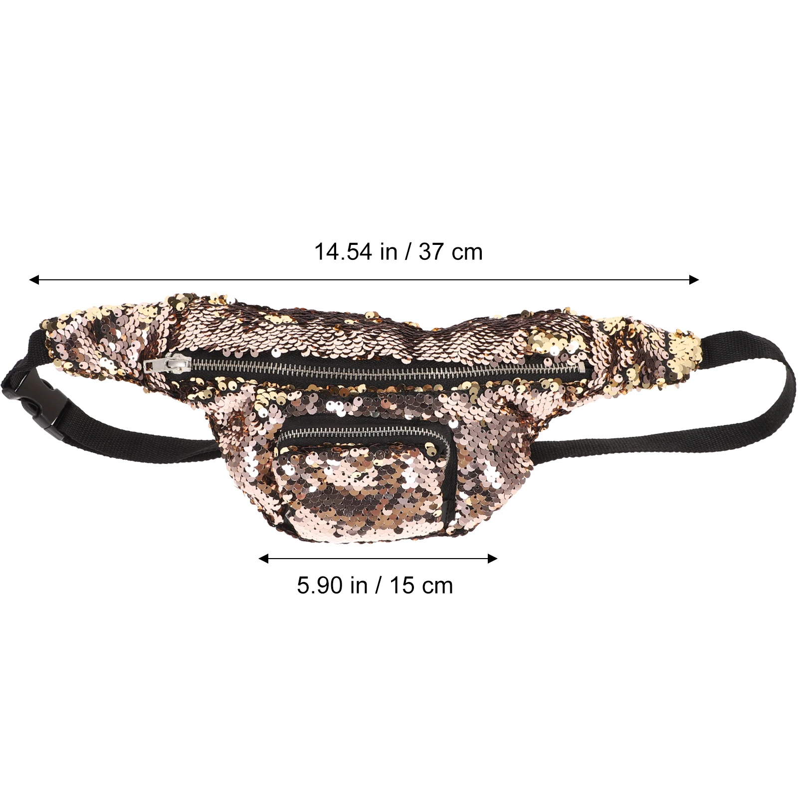 

Women Waist Bag Sequin Belt Multi Functional Purse Fanny Pack Ladies Adjustable Zipper Storage Capacity
