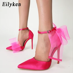 Eilyken moda seta Bowknot raso donna pompe estate punta a punta tacchi alti festa nuziale spogliarellista tacchi scarpe da donna