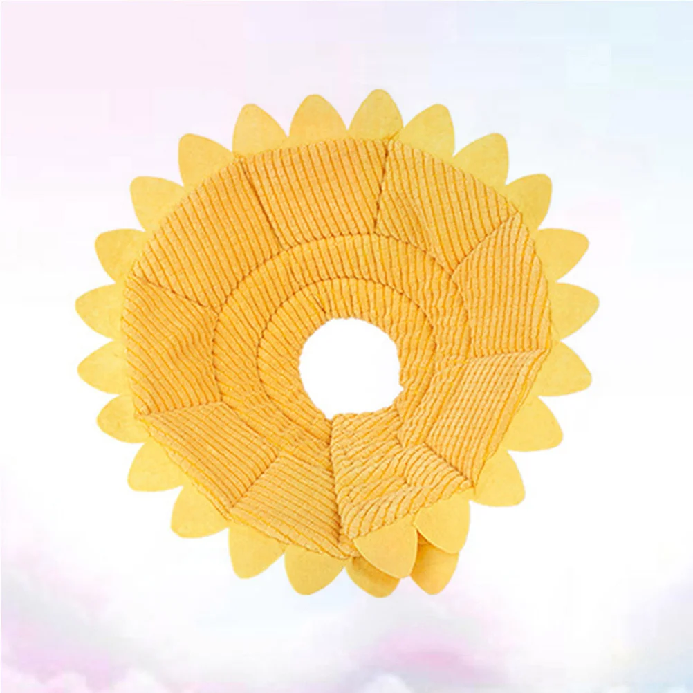 

Pet Cone For Dogs Lightweight Washable Fiber Adjustable Circular Neck Collar Sunflower Design Elizabethan Pet Collar Small