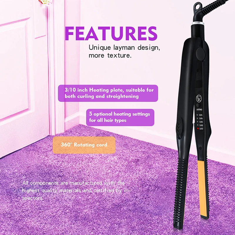 Mini Teddy Wave Hair Straightener Thin Pencil Flat Iron Titanium Professional Salon Hair Curler for Short Hair