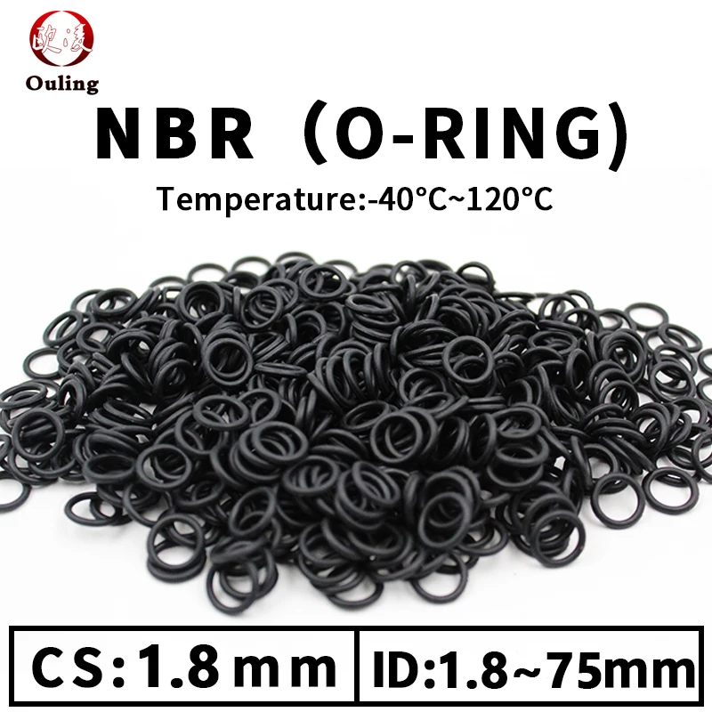 CS1.8 ID1.8-75 NBR O Ring Seal Gasket Thickness Oil and Wear Resistant Automobile Petrol Nitrile Rubber O-Ring Waterproof Black