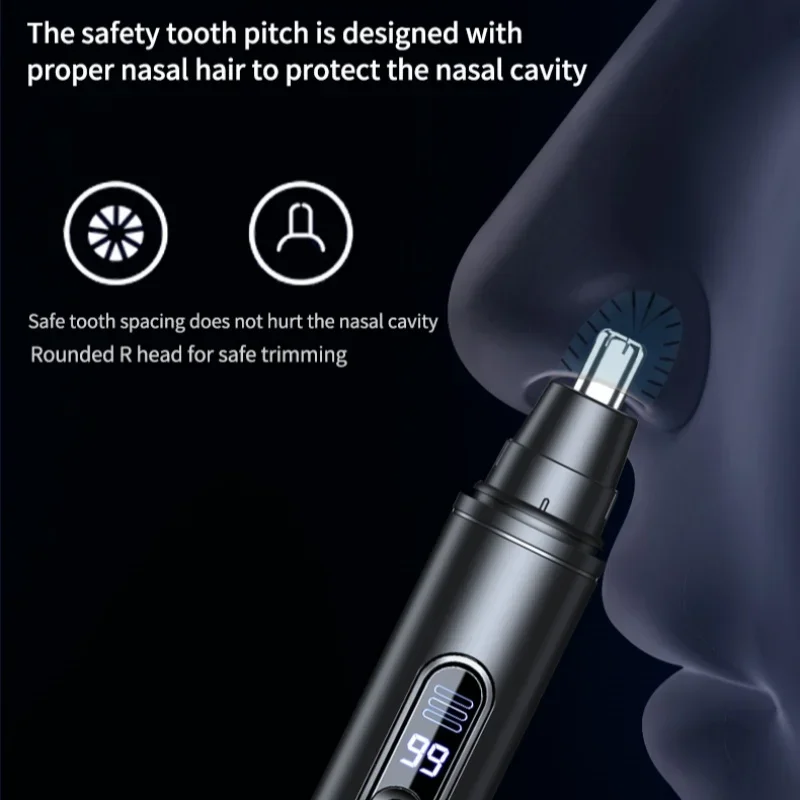 Men's Electric Nose Hair Trimmer USB Rechargeable Painless Nose Ear Eyebrow Hair Remover Portable Mini Clipper image 3