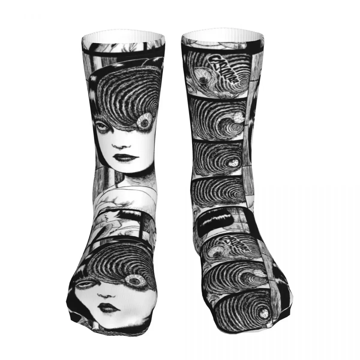 Men Cycling Uzumaki Junji Ito T Shirt Horror Manga Tshirt Socks Cotton Happy Woman