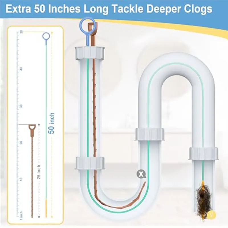 

Fine Workmanship This Reusable 130Cm Extended Tool Is Suitable For Cleaning Bathtubs And Bathroom Sink Pipes 3Pc