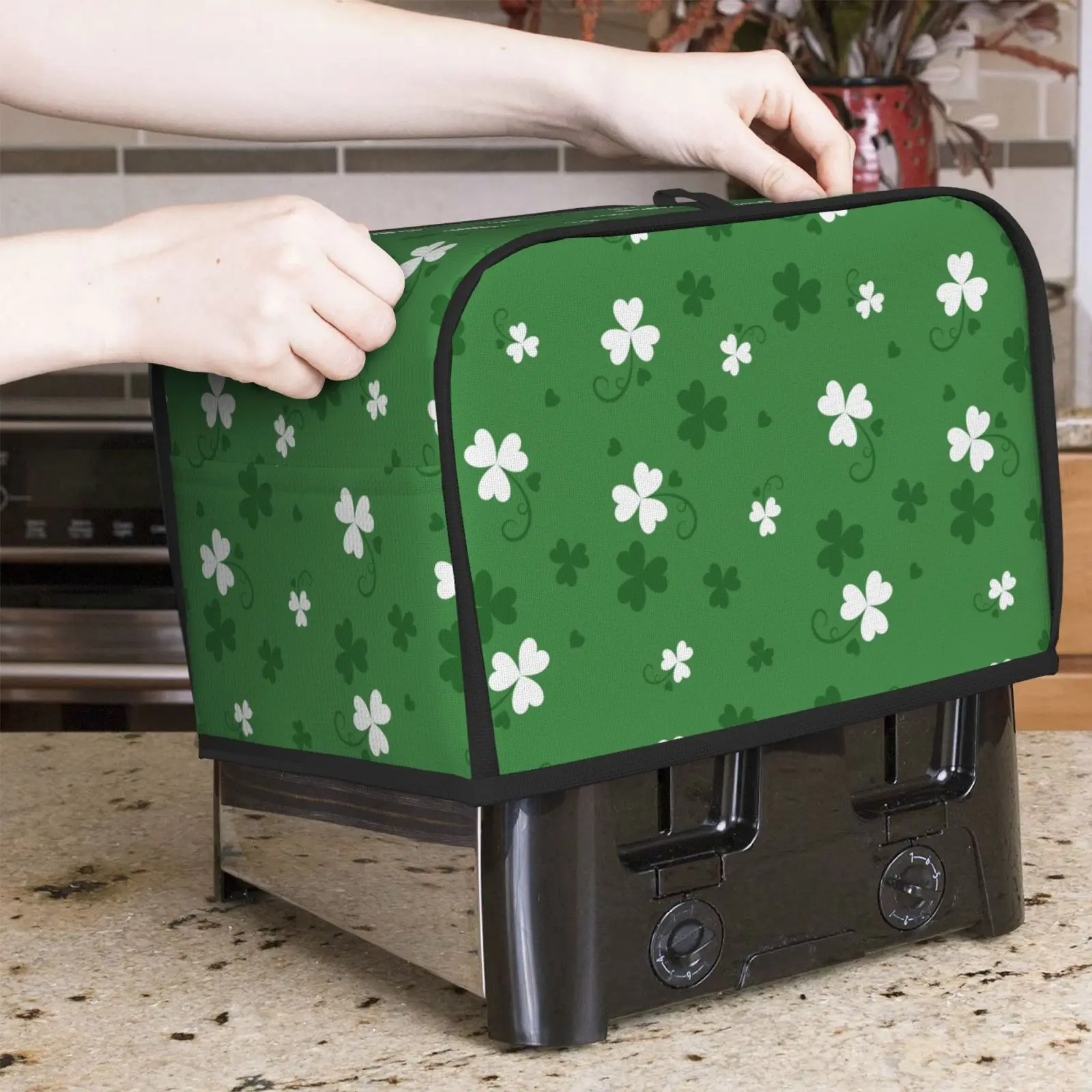 Cute Clover Print Fashion Durable Dustproof Kitchen Clean Tools Bakeware Protector Toaster Cover Dust Cover