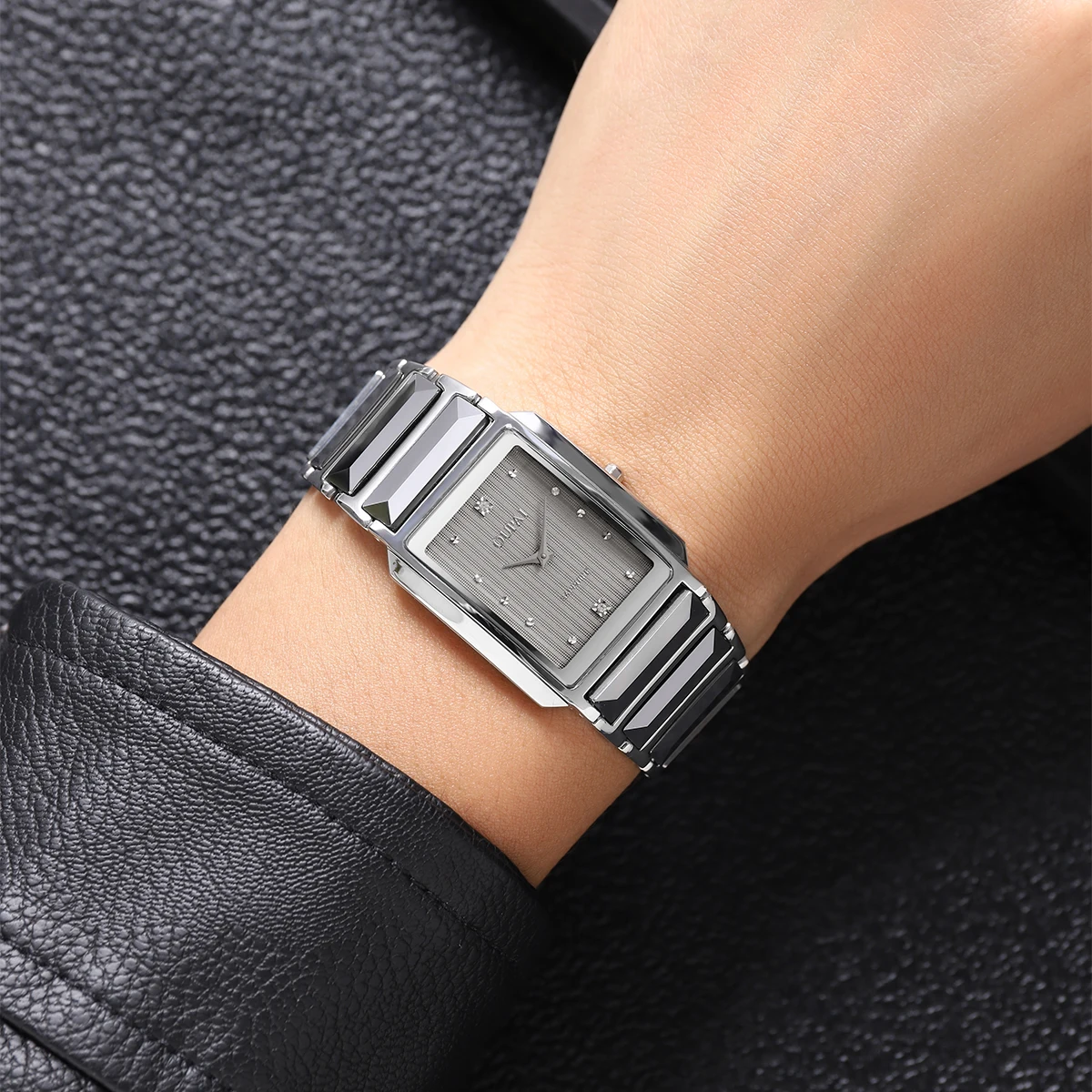 JS часы из нержавеющей стали с квадратным циферблатом, мужские кварцевые часы с сапфировым стеклом и цифрами, деловые простые часы для отдыха