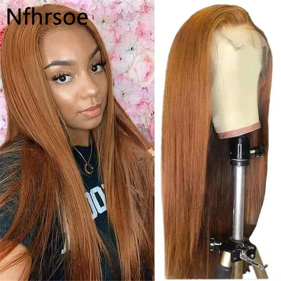 

Highlight 30# Colored Straight Transparent Lace Front Human Hair Wigs Brazilian Remy Human Hair Wig Preplucked Lace Frontal Wigs