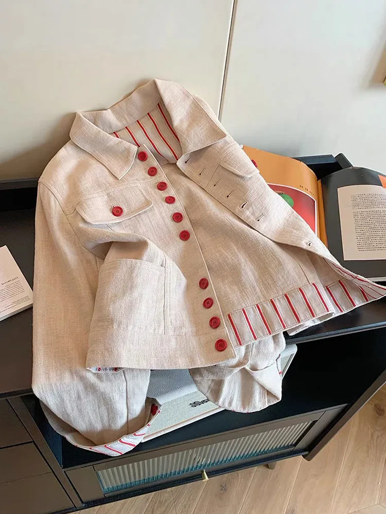 casual-striped-patchwork-collar-single-button-workwear-jacket-women-spring-autumn-versatile-collar-long-sleeve-top