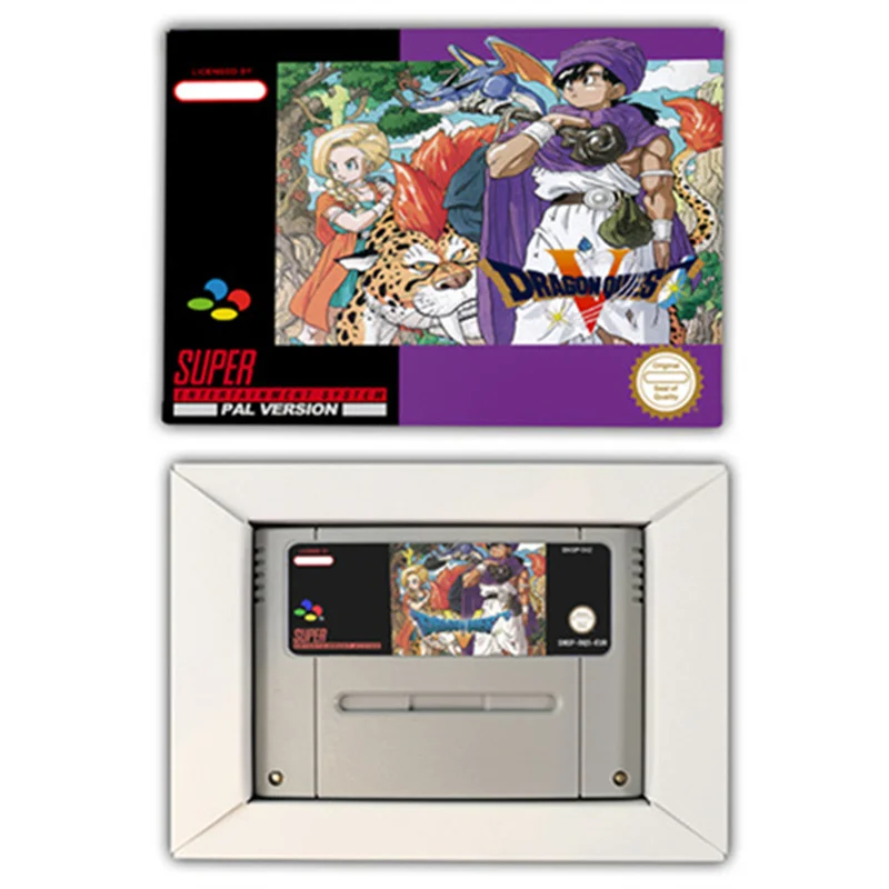 بطاقة لعبة Dragon Quest لsnes ، EUR PAL ، USA NTSC ، وحدات تحكم ألعاب 16 بت مع صندوق البيع بالتجزئة ، خرطوشة ألعاب الفيديو