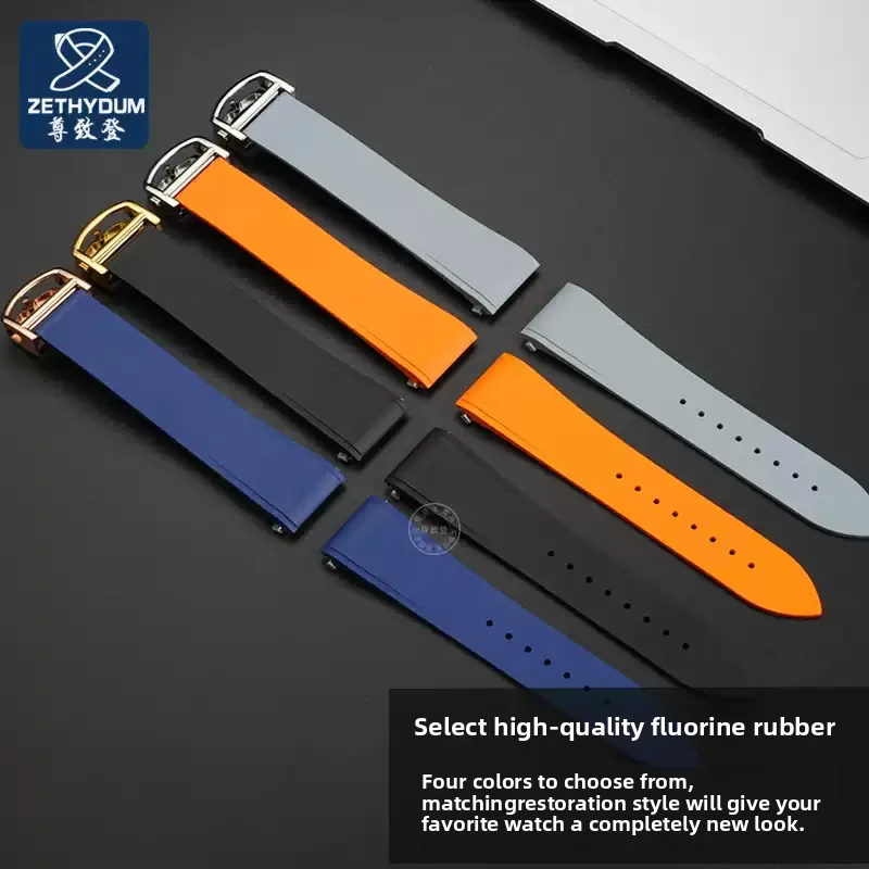 18.5mm 21mm Metal Quick Release For Cartier Dumont Santos Sandoz WSSA0009 WSSA0018 FKM Watch Strap FKM Fluorine Rubber Watchband