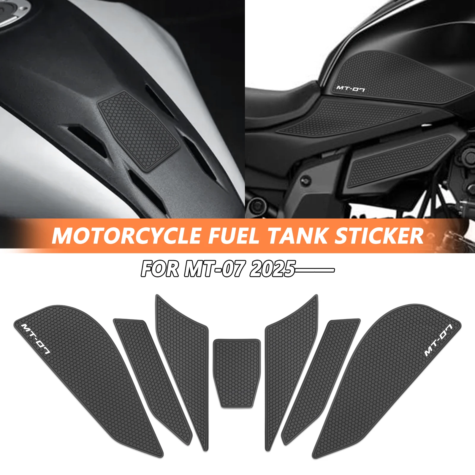 

Резиновая наклейка на бензобак мотоцикла, противоскользящая накладка на колено, защитная наклейка на топливный бак для Yamaha MT-07 2025 2026 mt 07 MT07 2026