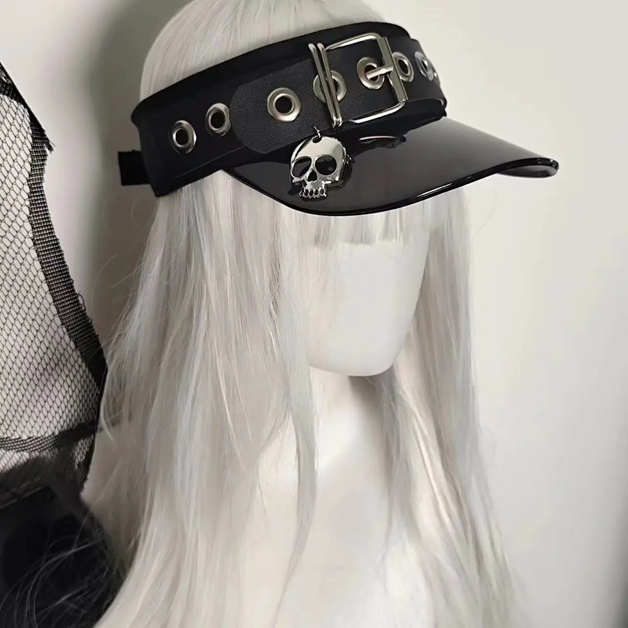 Skull Leather Button Unisex Light PVC Empty Top Baseball Caps Spring and Summer Outdoor Adjustable Casual Hats Sunscreen Y2k Hat