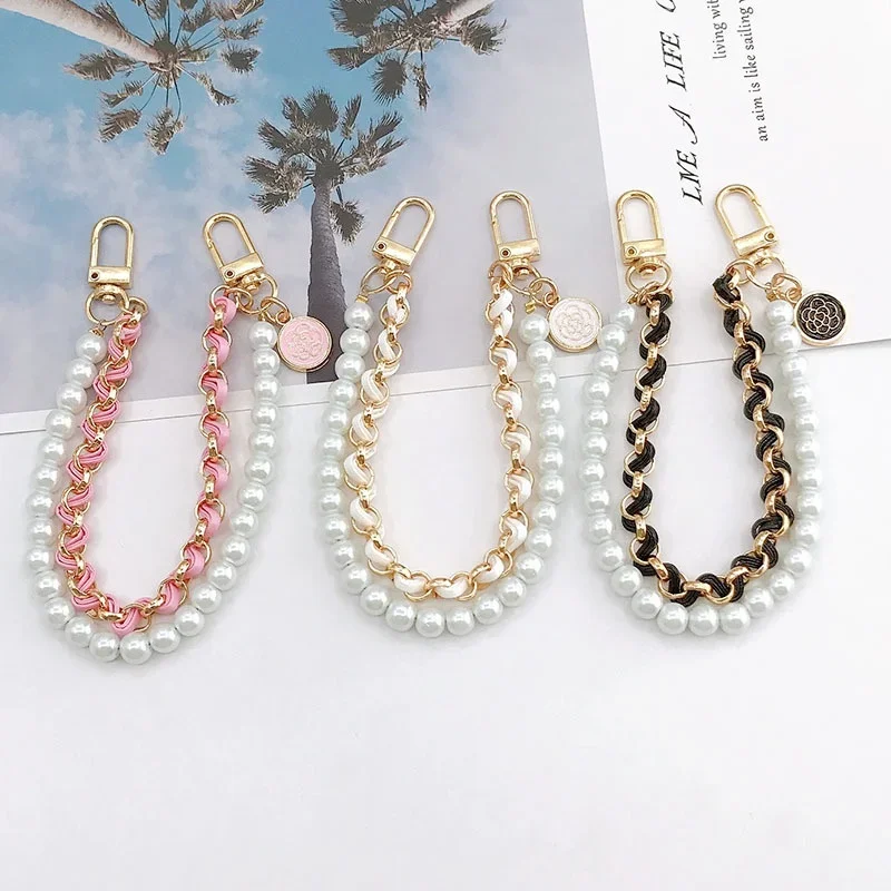 1PC Vintage beads Bag Strap for Handbag Double Layer Chain Pearl Phone Lanyard DIY Purse Replacement Handles Bag Accessory