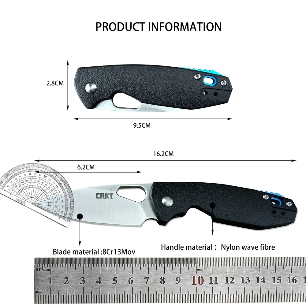 CR 5390 Piet Tactical Pocket Folding Knife 8Cr13Mov Blade, Black Nylon Glass Fiber Handles Outdoor Camping Hunting EDC Knives