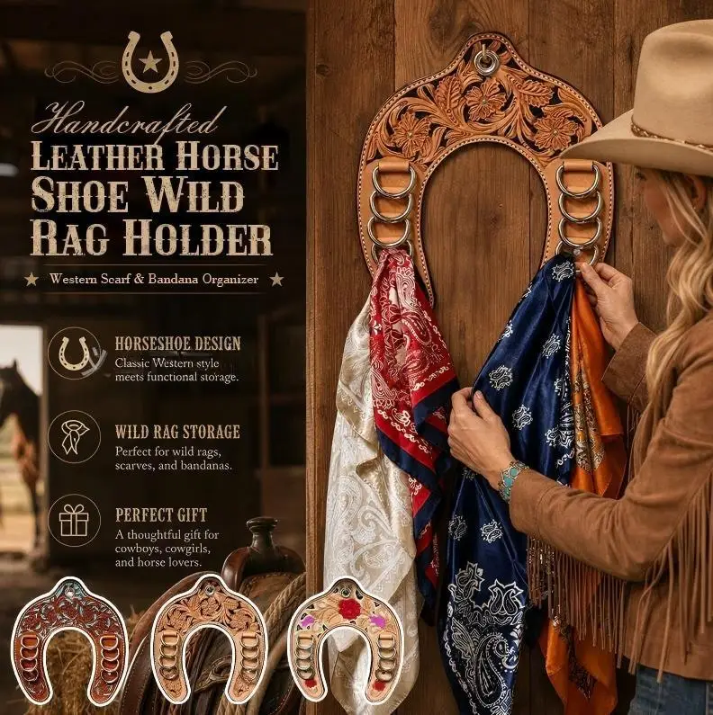 Horseshoe Rag Holder - Wall Mounted Kitchen Towel Bar Rustic Bathroom Hand Towel Rack Decorative Storage for Washcloths