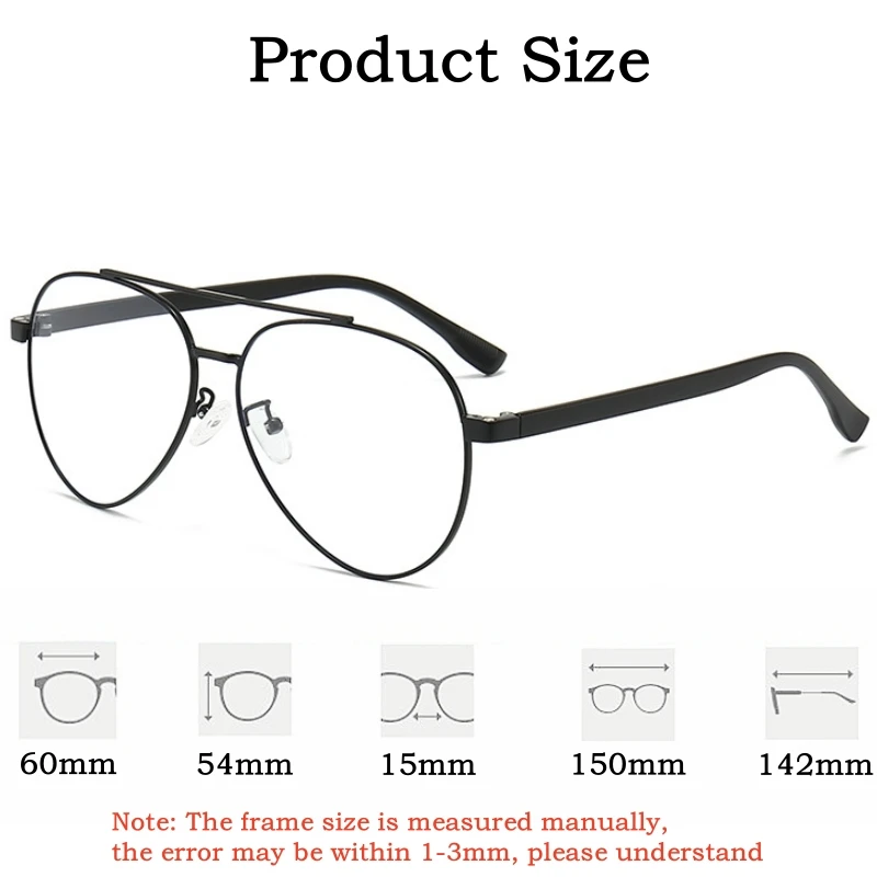 YIMARUILI Men's Pilot Polarized Magnetic Clip-On Glasses Retro Big Size UV400 Optical Prescription Eyeglasses Frame Women 8618