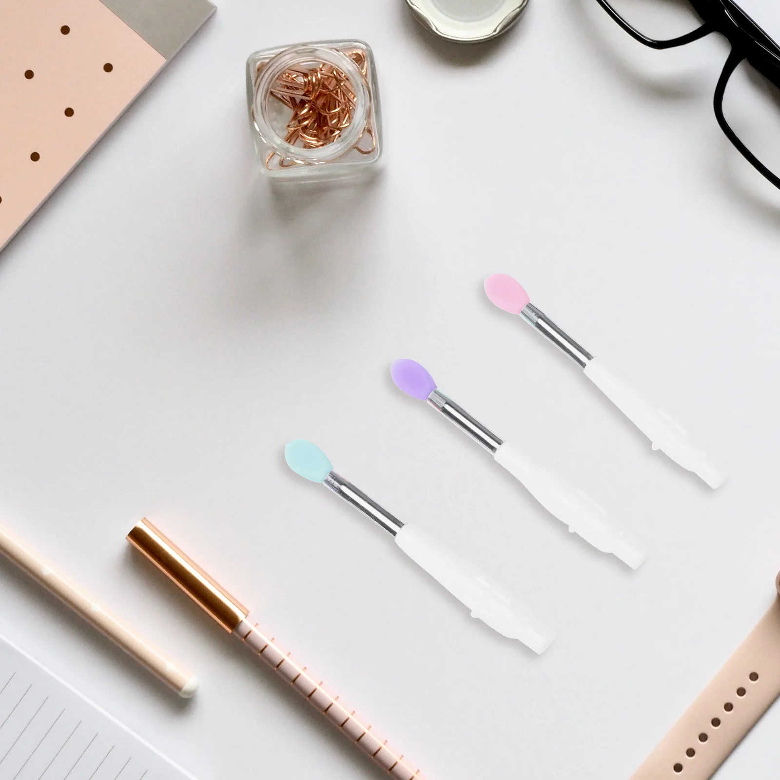 6 stuks siliconen lippenborstel draagbare make-up applicators lippenstift lippenbalsem applicator oogschaduw tool lippenstiftborstel